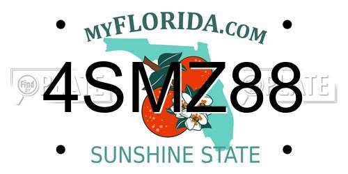 4SMZ88 Florida License Plate