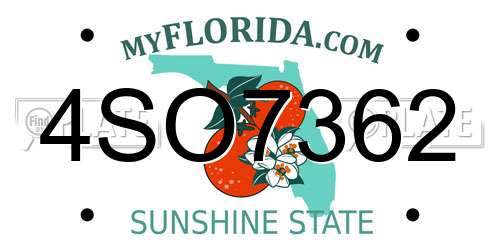 4SO7362 Florida License Plate