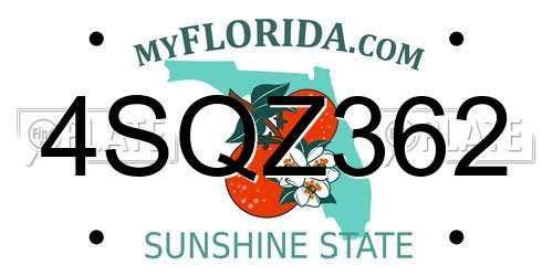 4SQZ362 Florida License Plate