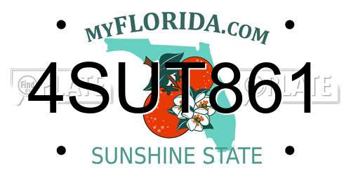 4SUT861 Florida License Plate