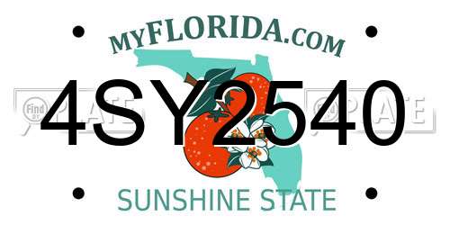 4SY2540 Florida License Plate
