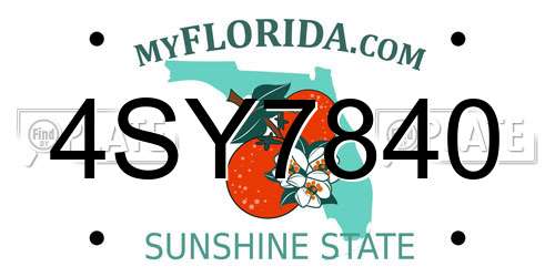 4SY7840 Florida License Plate