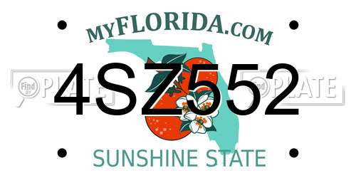 4SZ552 Florida License Plate