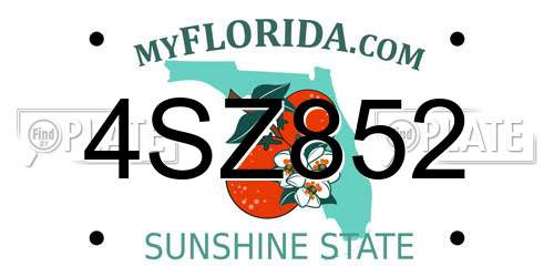 4SZ852 Florida License Plate
