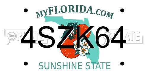 4SZK64 Florida License Plate