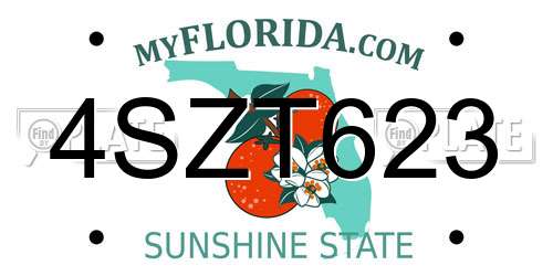4SZT623 Florida License Plate