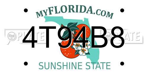 4T94B8 Florida License Plate