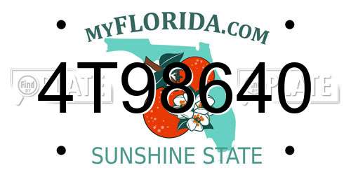 4T98640 Florida License Plate