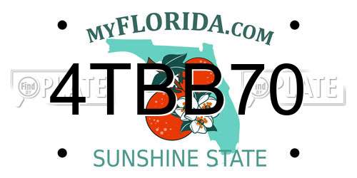 4TBB70 Florida License Plate