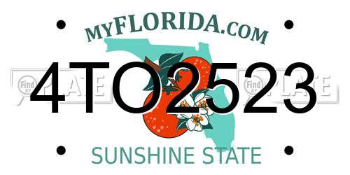 4TO2523 Florida License Plate
