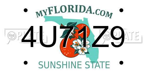 4U71Z9 Florida License Plate