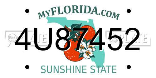 4U87452 Florida License Plate