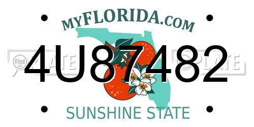 4U87482 Florida License Plate