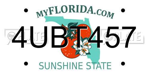 4UBT457 Florida License Plate