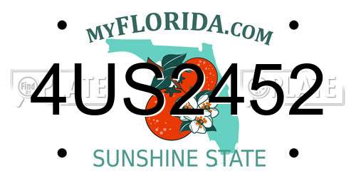 4US2452 Florida License Plate