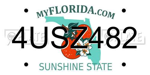4USZ482 Florida License Plate