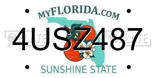 4USZ487 Florida License Plate