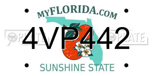 4VP442 Florida License Plate