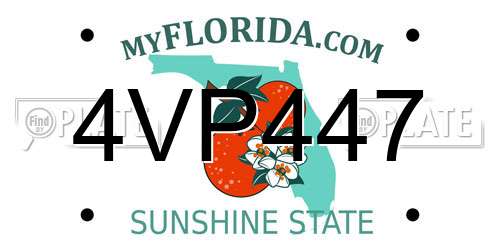 4VP447 Florida License Plate