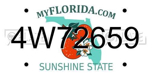 4W72659 Florida License Plate