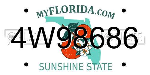 4W98686 Florida License Plate