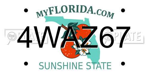 4WAZ67 Florida License Plate