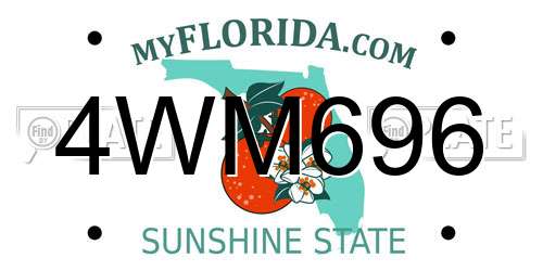 4WM696 Florida License Plate