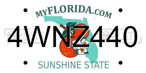 4WNZ440 Florida License Plate