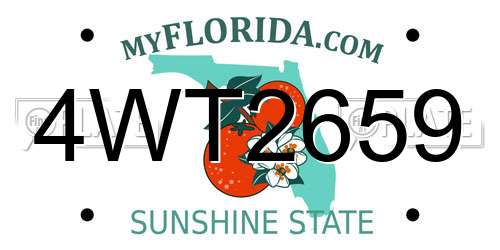 4WT2659 Florida License Plate