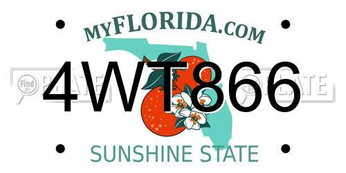 4WT866 Florida License Plate