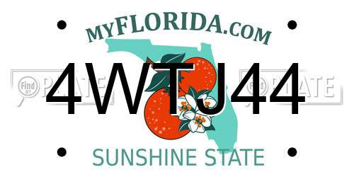 4WTJ44 Florida License Plate