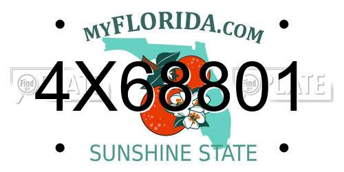 4X68801 Florida License Plate