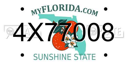 4X77008 Florida License Plate
