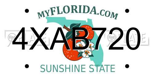 4XAB720 Florida License Plate