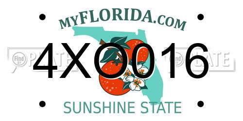4XO016 Florida License Plate