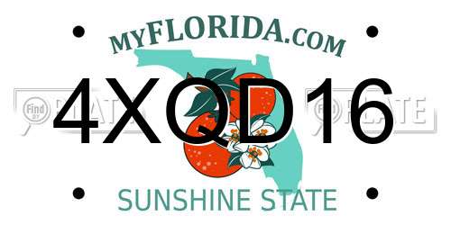 4XQD16 Florida License Plate