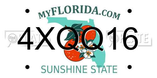 4XQQ16 Florida License Plate