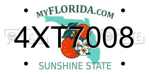 4XT7008 Florida License Plate