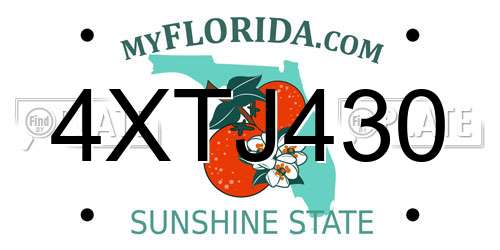 4XTJ430 Florida License Plate