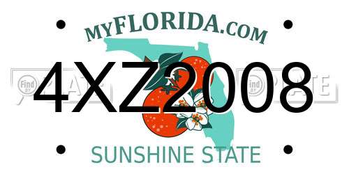 4XZ2008 Florida License Plate