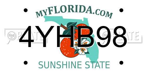 4YHB98 Florida License Plate