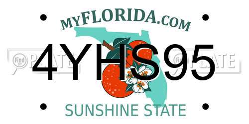 4YHS95 Florida License Plate