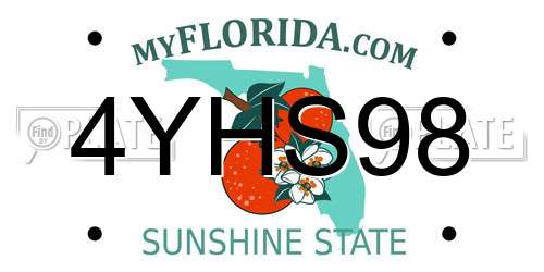 4YHS98 Florida License Plate