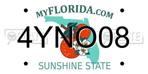 4YNO08 Florida License Plate