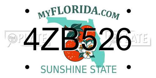 4ZB526 Florida License Plate