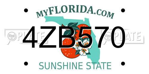 4ZB570 Florida License Plate