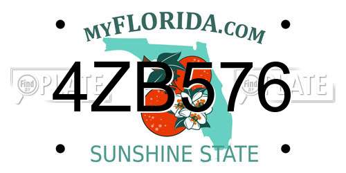 4ZB576 Florida License Plate