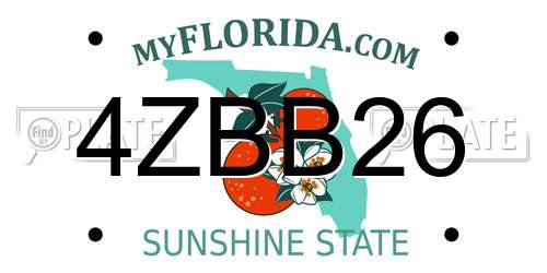 4ZBB26 Florida License Plate
