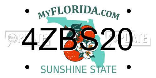 4ZBS20 Florida License Plate