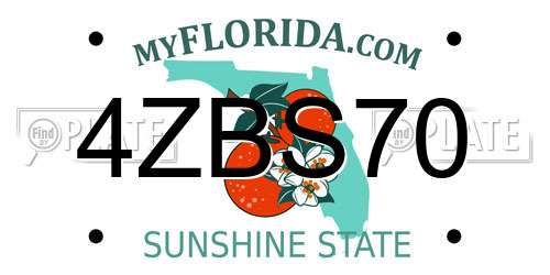 4ZBS70 Florida License Plate